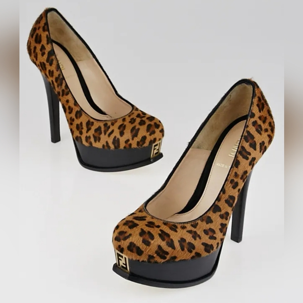 FENDI Leopard print platform heels
